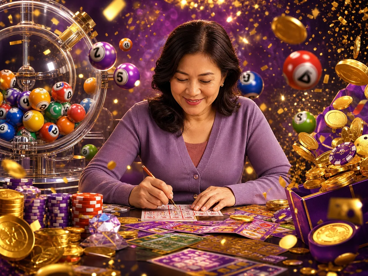 What Lucky555 Is – lottery bingo violet illustration