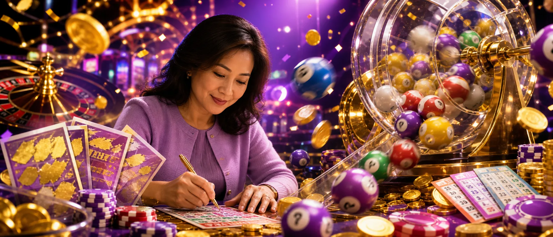 Lucky555 Malaysia – One Platform, A World of Casino Games. Before you sign up, here's exactly what Lucky555… – lottery bingo violet illustration
