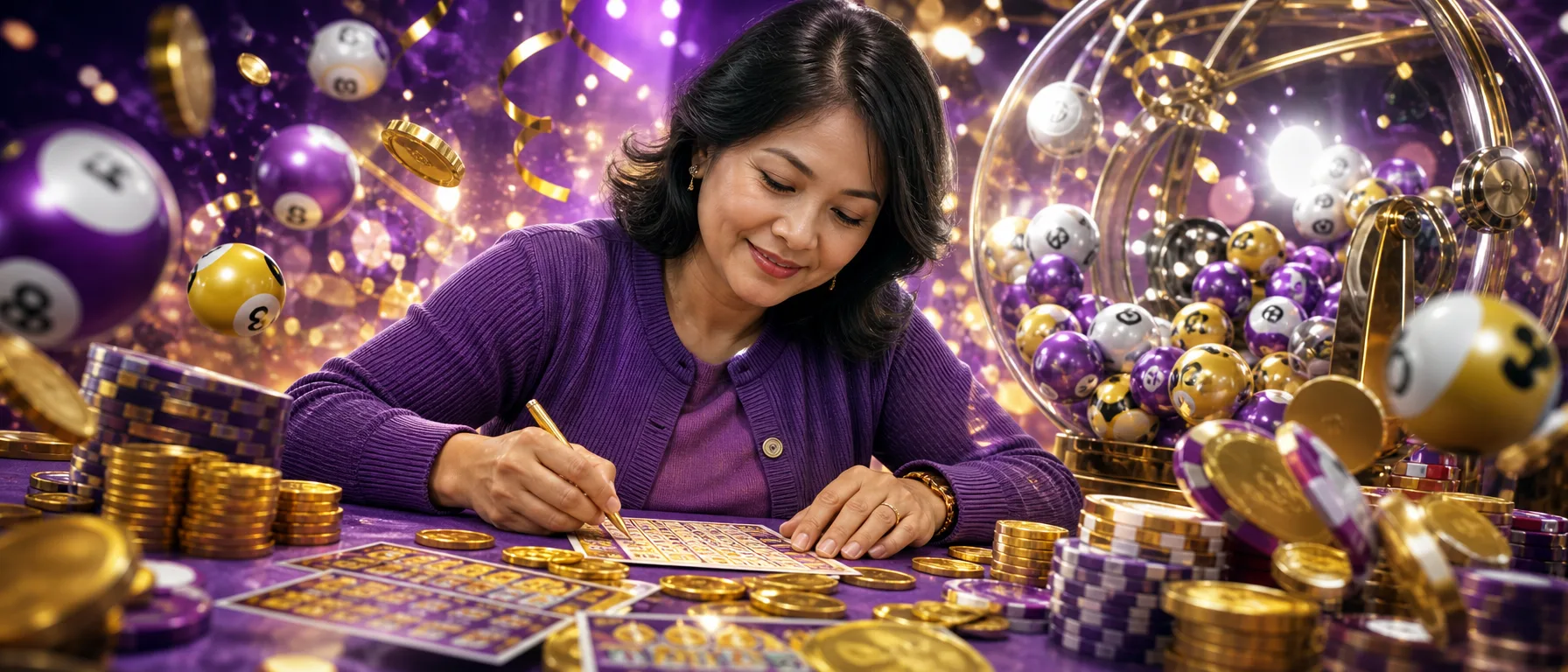 Welcome to Lucky555 – Malaysia's Home for Online Casino Play. One platform, a wide range of online casino g… – lottery bingo violet illustration