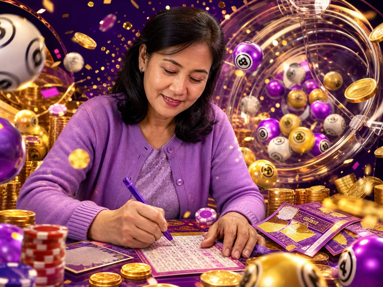 About Lucky555 – lottery bingo violet illustration