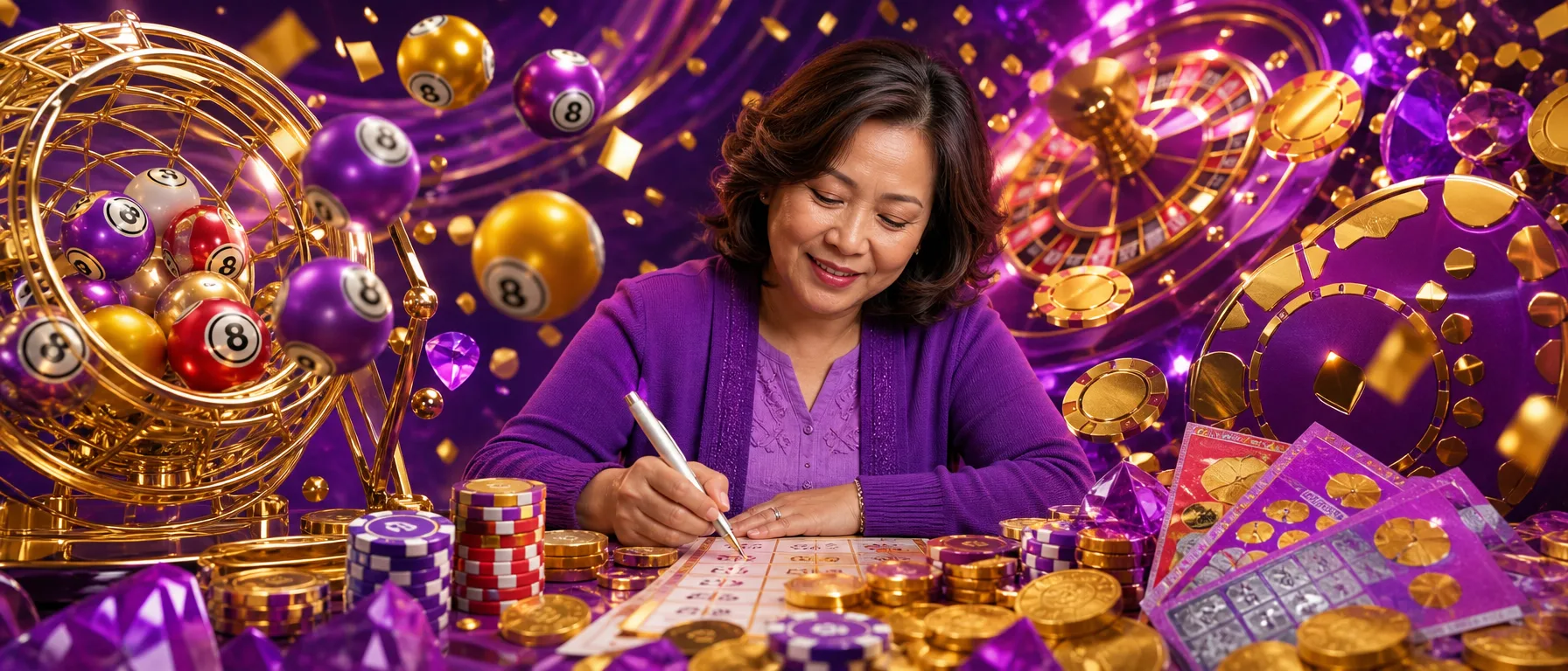 Explore the Games Waiting for You at Lucky555. From spinning reels to classic table play, Lucky555 brings a… – lottery bingo violet illustration